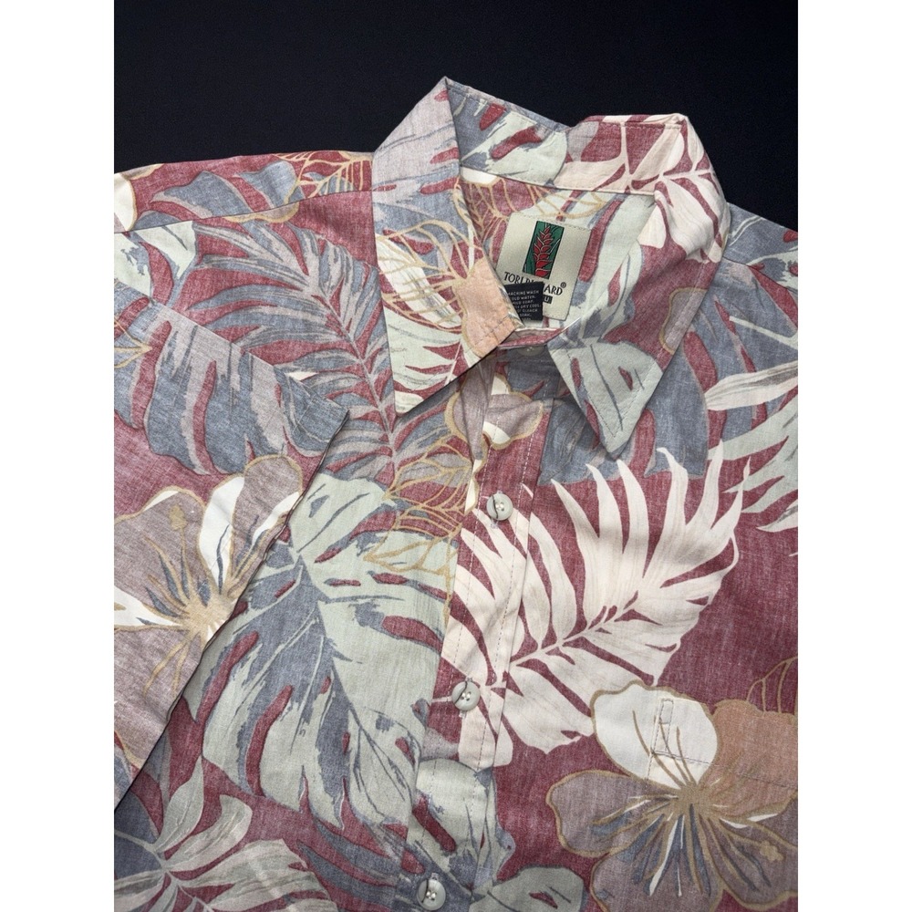 Vintage Tori Richards Honolulu Hawaiian Shirt Men's Large Red Short Sleeve 0500R
